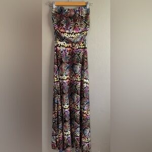 Strapless colorful animal print stretchy soft maxi dress. Size Small.